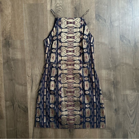 NWT Tory Burch Strappy Metallic Jacquard Mini Dress - Size 6 - Picture 7 of 13